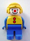 LEGO 4555pb183 Duplo Figure, Male Clown, Blue Legs, Yellow Aviator Helmet