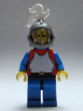 LEGO cas190 Breastplate - Red with Blue Arms, Blue Legs with Black Hips, Dark Gray Grille Helmet, White Plume
