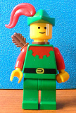 LEGO cas323 Forestman - Red, Green Hat, Red Plume, Quiver