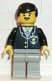 LEGO cop035 Police - Suit with Sheriff Star, Light Gray Legs, Black Male Hair