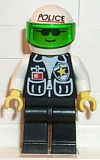 LEGO cop036 Police - Sheriff Star and 2 Pockets, Black Legs, White Arms, White Helmet with Police Pattern, Trans-Green Visor