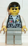 LEGO cop037 Police - Sheriff Star and 2 Pockets, Light Gray Legs, White Arms, Black Male Hair