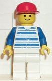 LEGO hor003 Horizontal Lines Blue - Blue Arms - White Legs, Red Cap