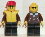 LEGO jbr013 Jacket Brown - Black Legs, Red Cap, Black Sunglasses, Life Jacket