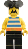 LEGO pi017 Pirate Blue / White Stripes Shirt, Black Legs, Black Pirate Triangle Hat