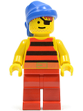 LEGO pi030 Pirate Red / Black Stripes Shirt, Red Legs, Blue Bandana