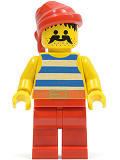 LEGO pi076 Pirate Blue / White Stripes Shirt, Red Legs, Red Bandana