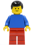 LEGO pln059 Plain Blue Torso with Blue Arms, Red Legs, Black Male Hair