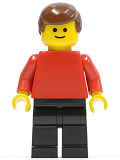 LEGO pln073 Plain Red Torso with Red Arms, Black Legs, Brown Male Hair