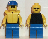 LEGO pln097 Plain Black Torso with Yellow Arms, Blue Legs, Sunglasses, Blue Cap, Life Jacket