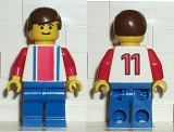 LEGO soc003 Soccer Player Red & Blue Team #11 on Back