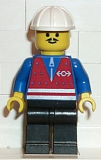 LEGO trn053 Red Vest and Zipper - Black Legs, White Construction Helmet