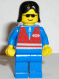 LEGO trn073 Red Vest and Zipper - Blue Legs, Black Female Hair