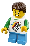 LEGO twn264 Classic Space Minifig Floating Pattern, Dark Azure Short Legs, Dark Brown Short Tousled Hair (40228)